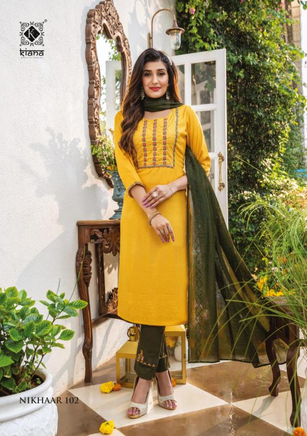 Kiana Nikhaar Festival Wear Kurti Pant And Dupatta Collection